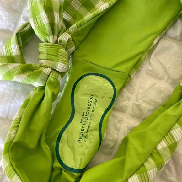 Urban Outfitters green plaid side tie bikini bottom - Picture 4 of 5